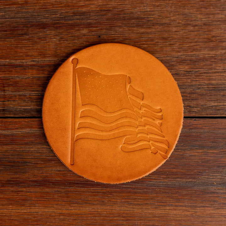 American Flag Leather Coaster