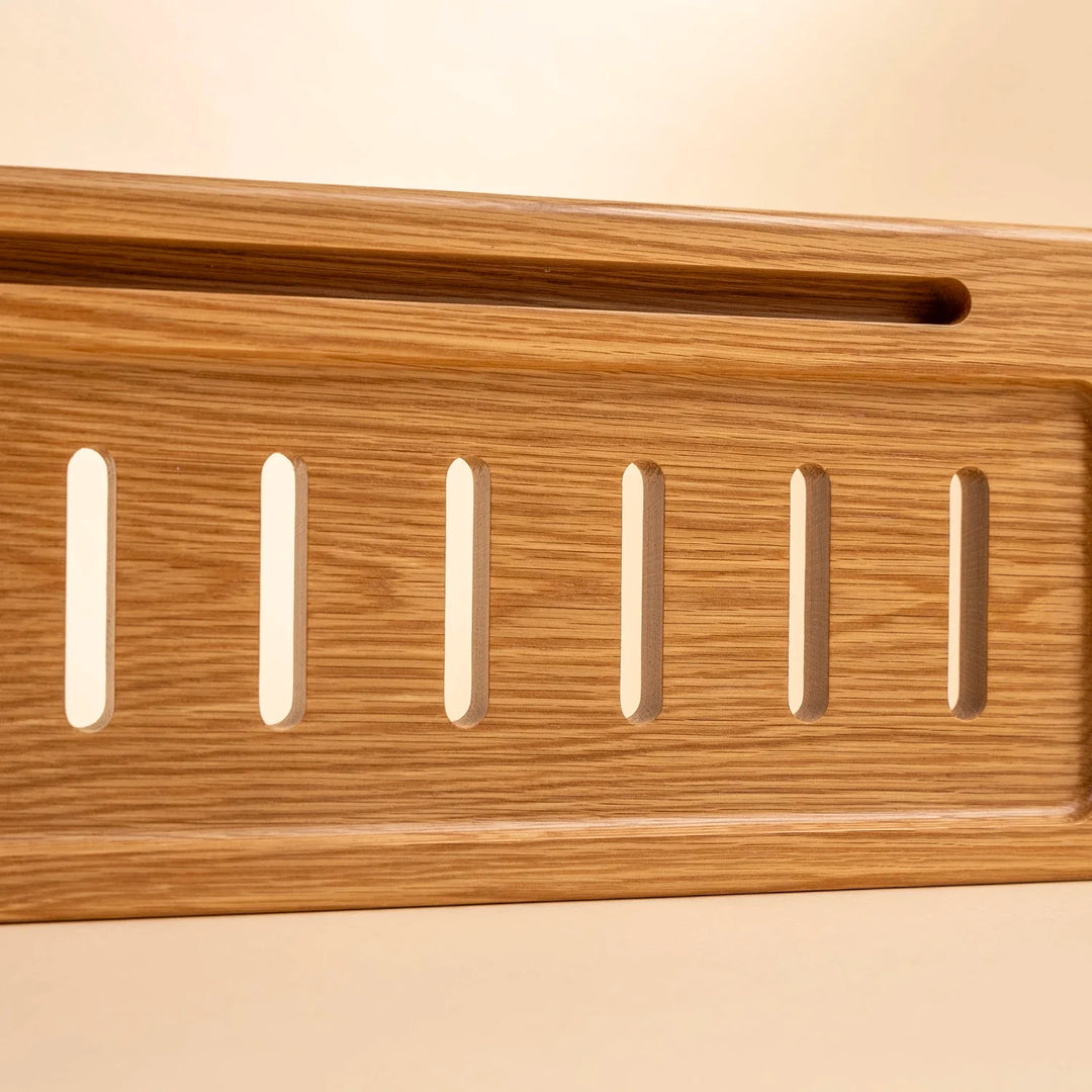 White Oak Slotted Bath Caddy