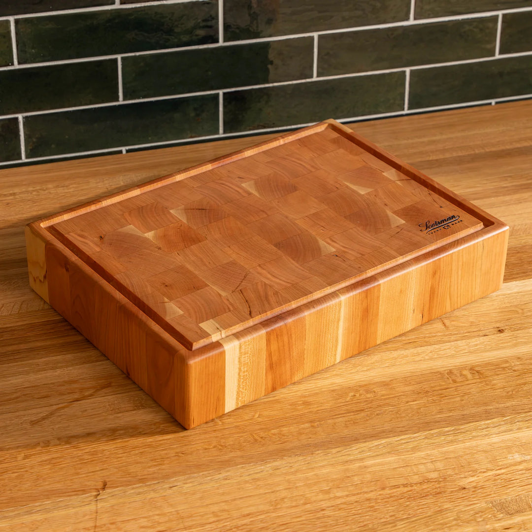 Cherry End Grain Rectangle Butcher Block with Juice Groove