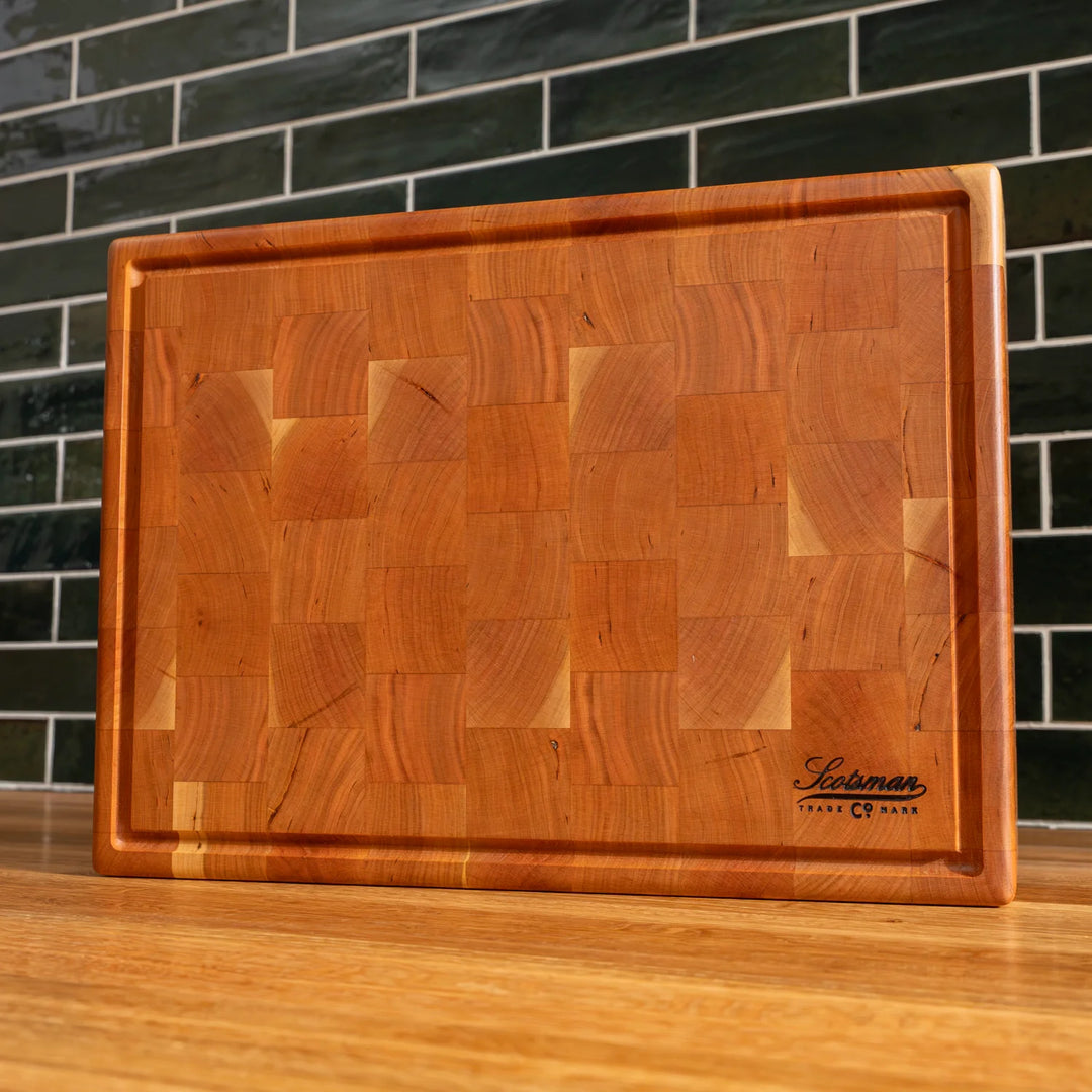 Cherry End Grain Rectangle Butcher Block with Juice Groove