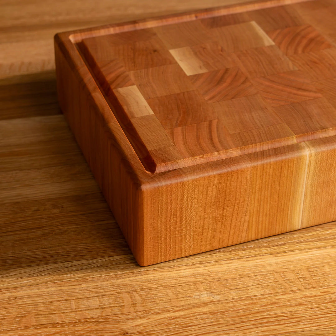 Cherry End Grain Rectangle Butcher Block with Juice Groove