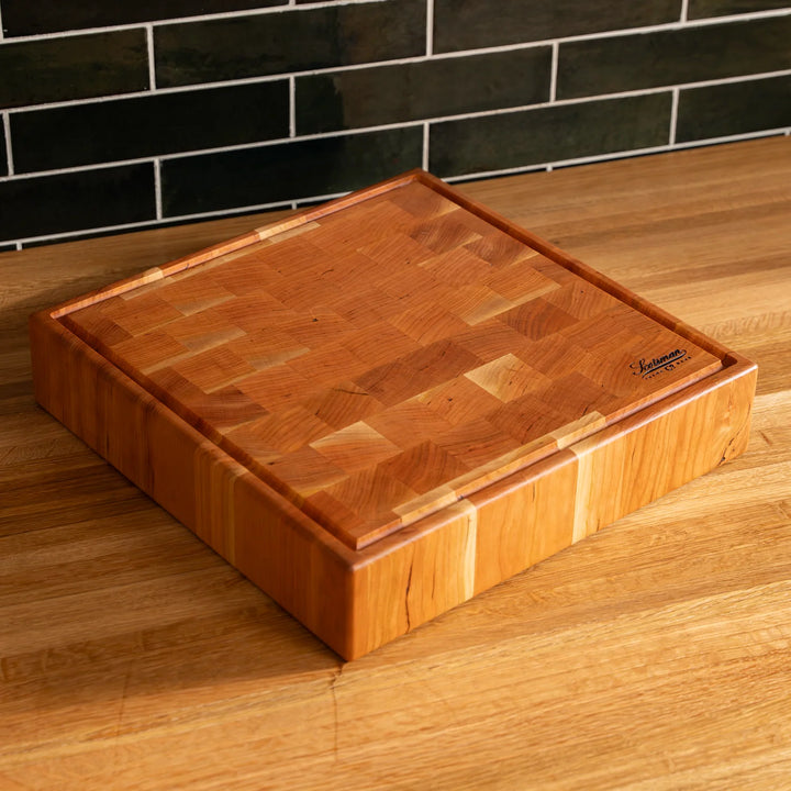 Cherry End Grain Square Butcher Block with Juice Groove