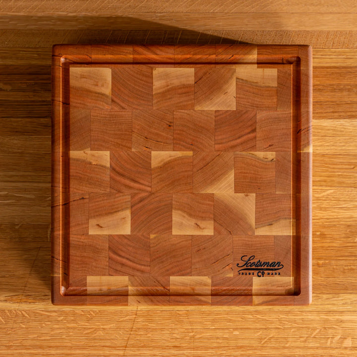 Cherry End Grain Square Butcher Block with Juice Groove