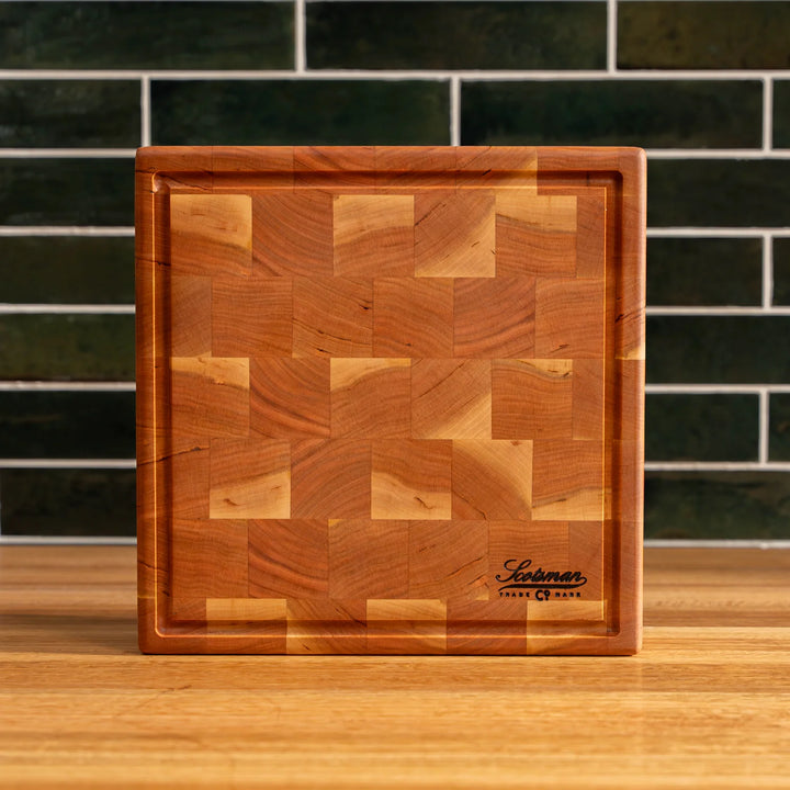 Cherry End Grain Square Butcher Block with Juice Groove