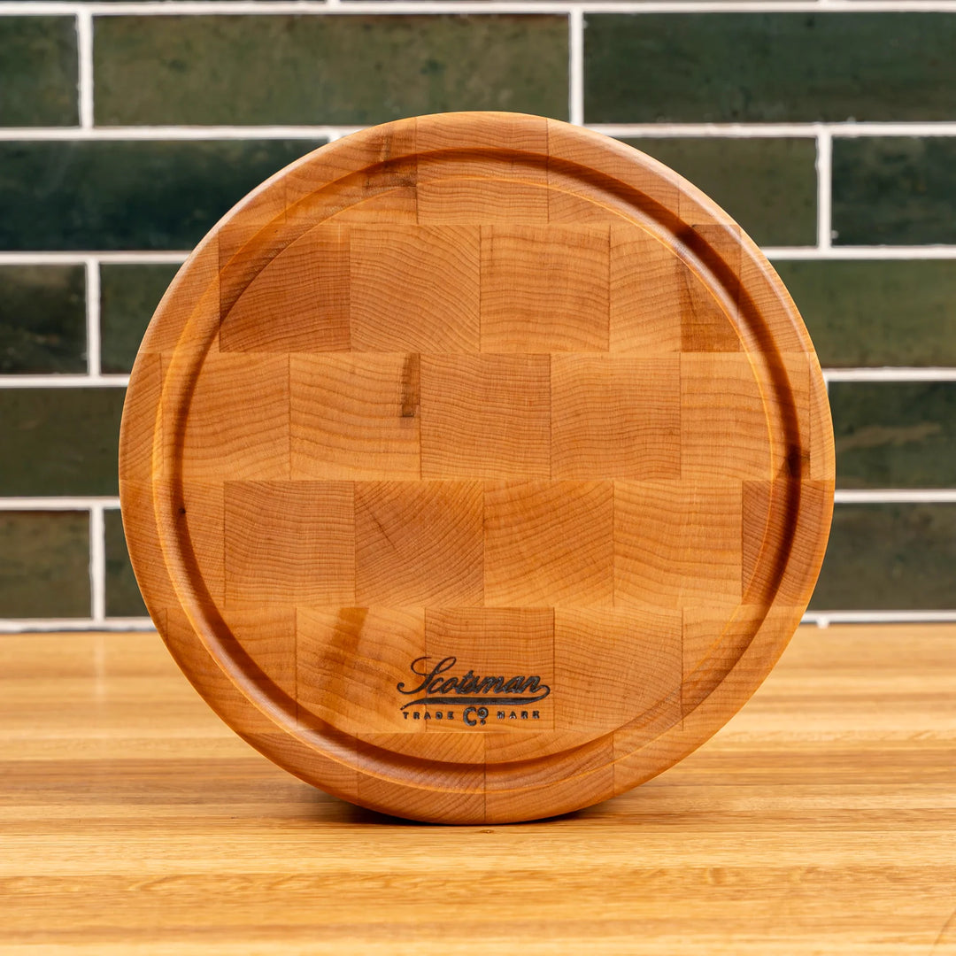 Maple End Grain Round Butcher Block with Juice Groove