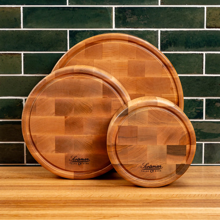 Maple End Grain Round Butcher Block with Juice Groove