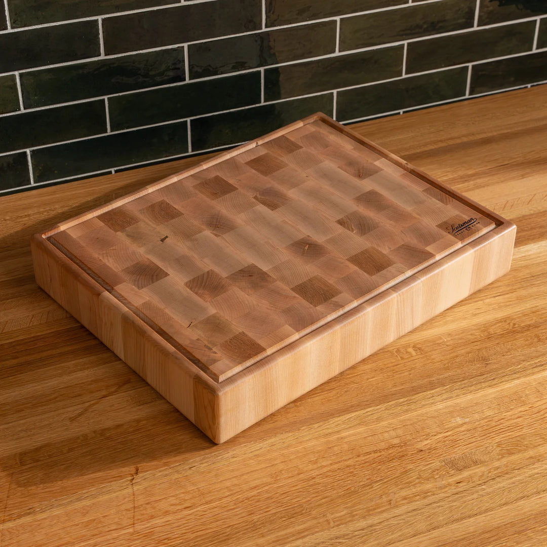 Maple End Grain Rectangle Butcher Block with Juice Groove