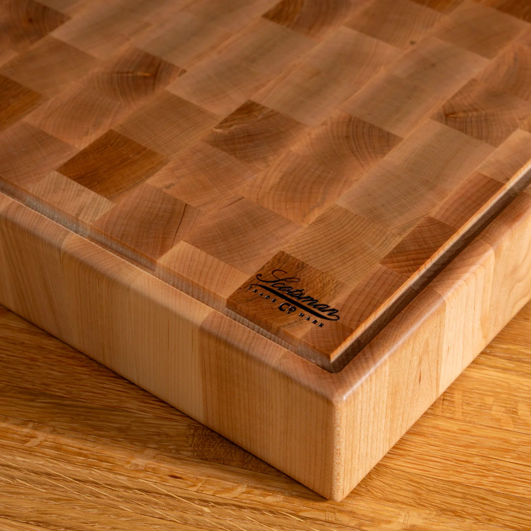 Maple End Grain Rectangle Butcher Block with Juice Groove