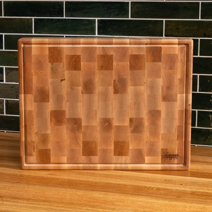 Maple End Grain Rectangle Butcher Block with Juice Groove