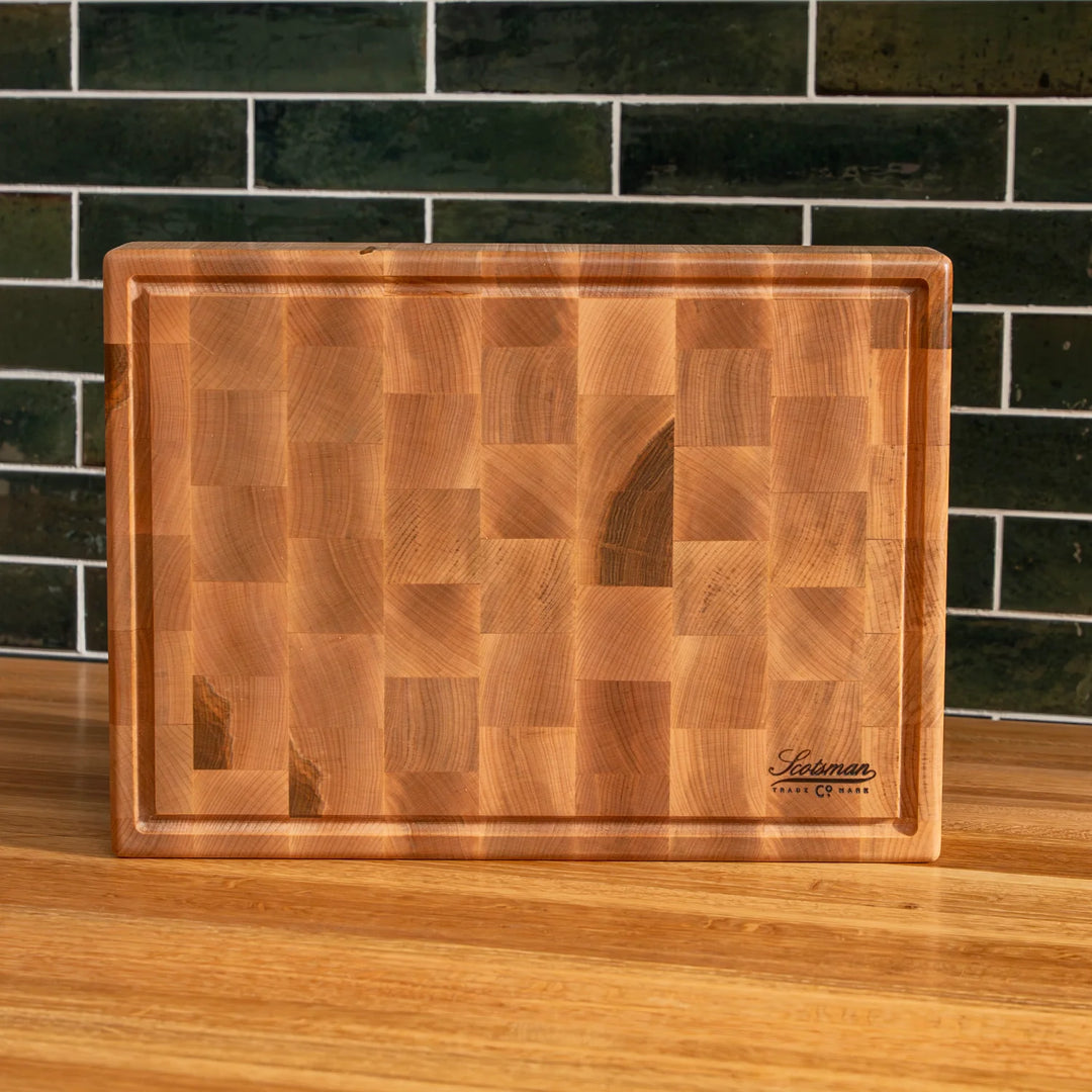 Maple End Grain Rectangle Butcher Block with Juice Groove