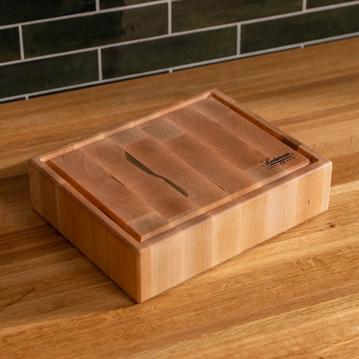 Maple End Grain Rectangle Butcher Block with Juice Groove