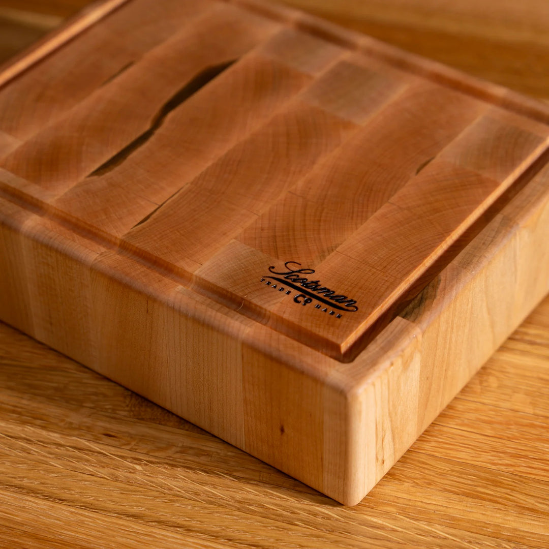 Maple End Grain Rectangle Butcher Block with Juice Groove