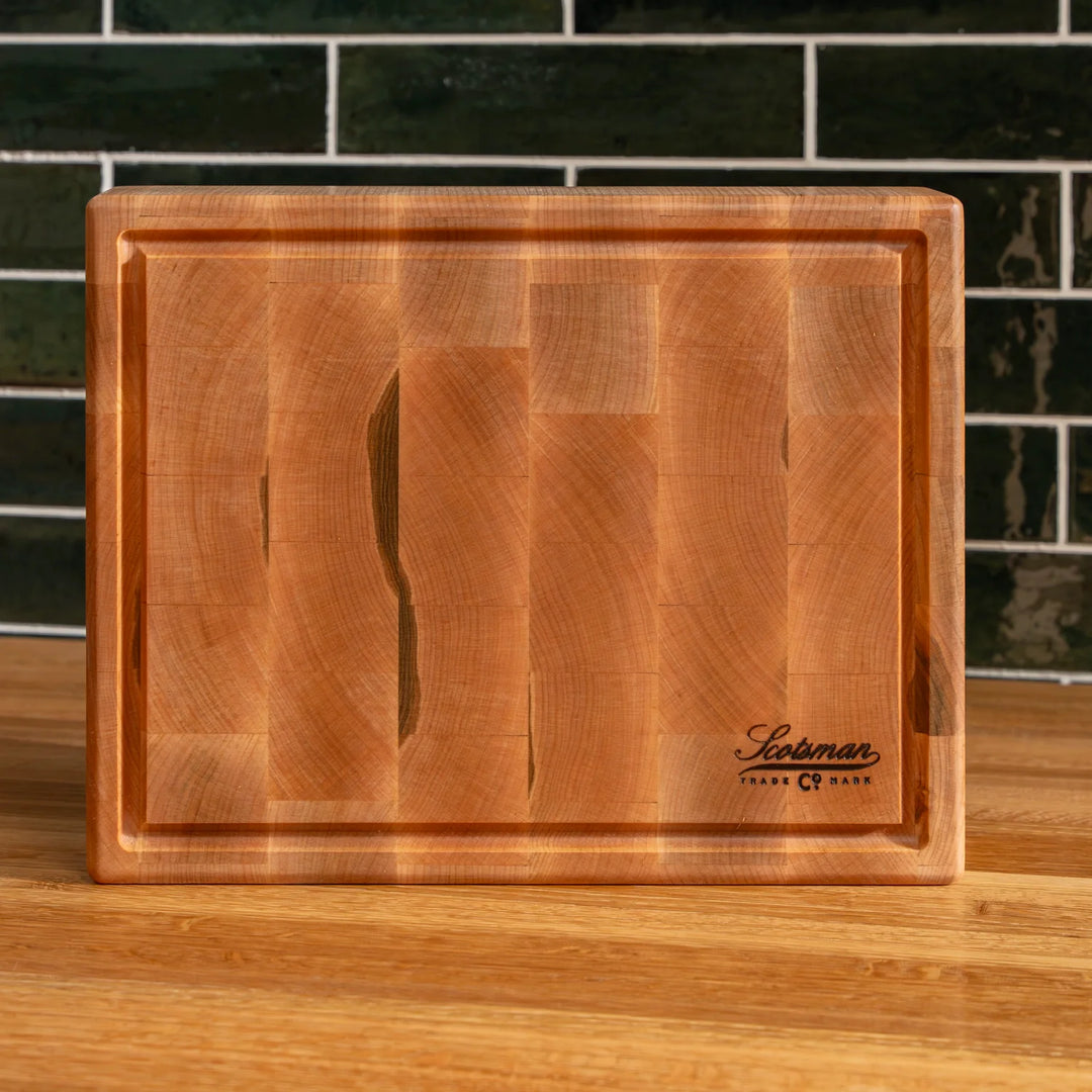 Maple End Grain Rectangle Butcher Block with Juice Groove