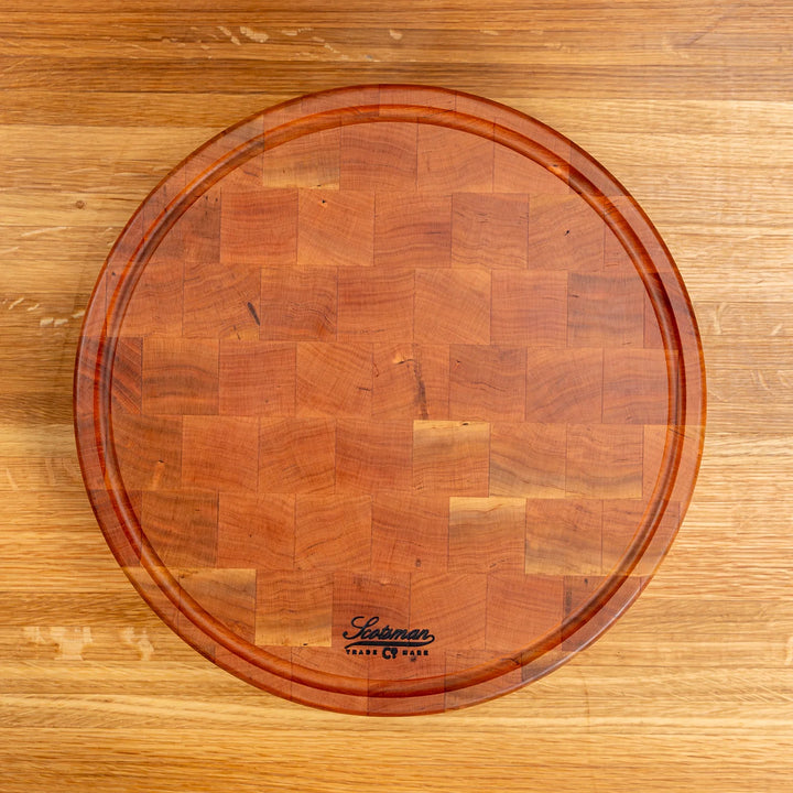 Cherry End Grain Round Butcher Block with Juice Groove