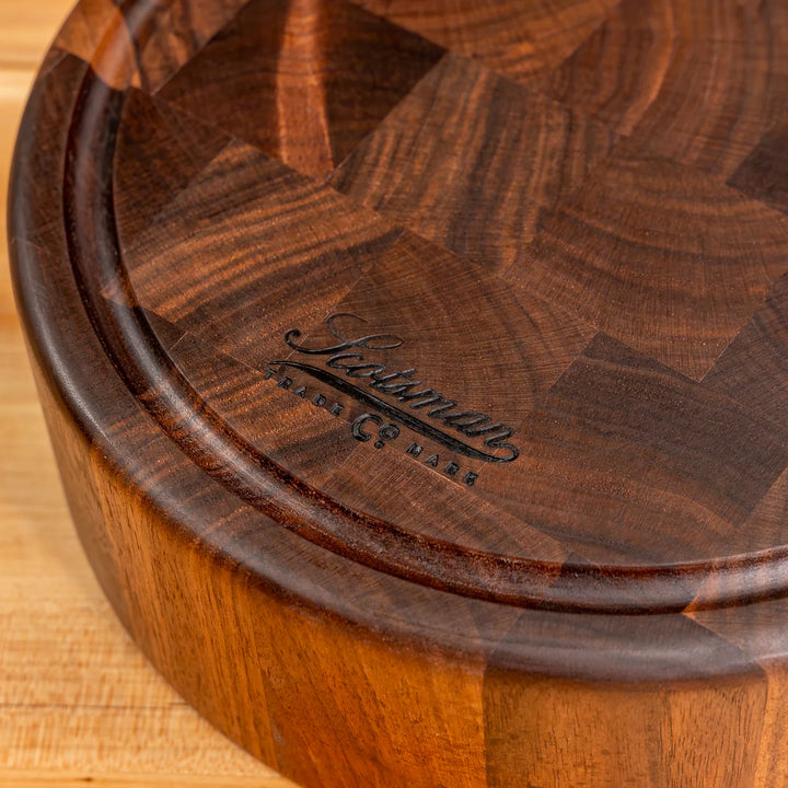 Walnut End Grain Round Butcher Block with Juice Groove