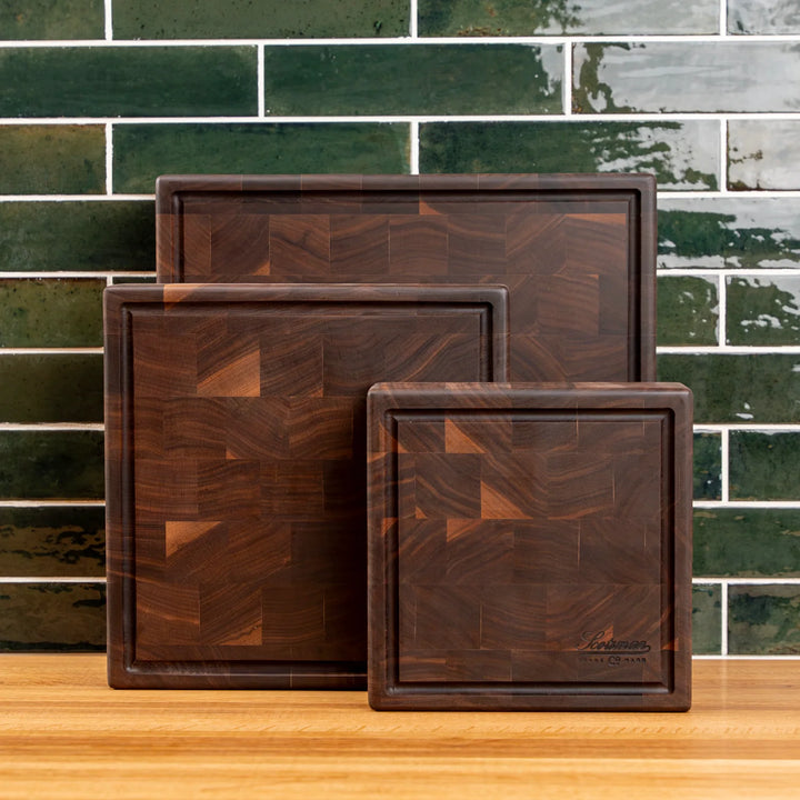 Walnut End Grain Square Butcher Block with Juice Groove