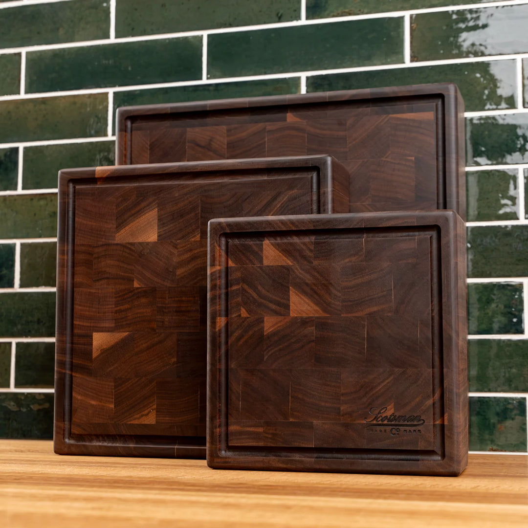 Walnut End Grain Square Butcher Block with Juice Groove