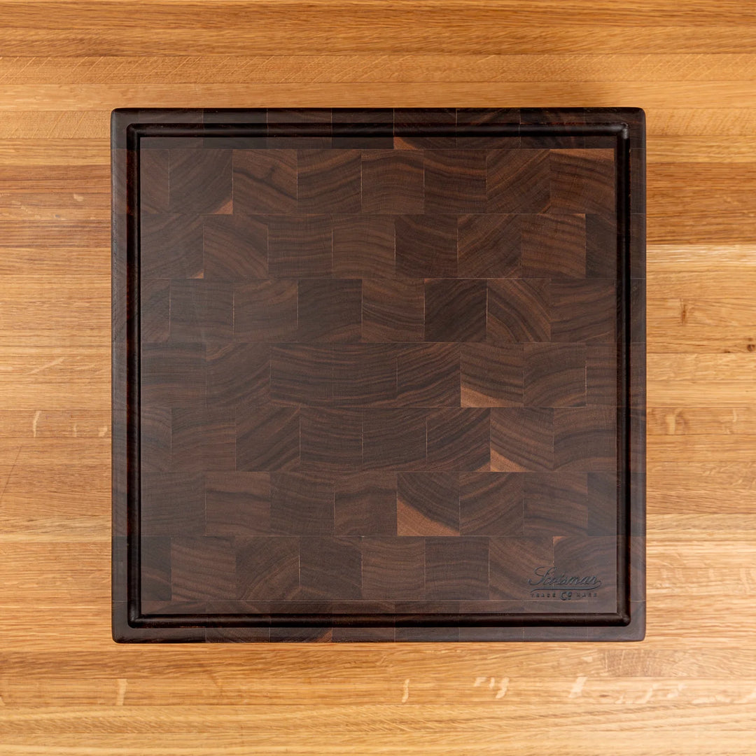 Walnut End Grain Square Butcher Block with Juice Groove