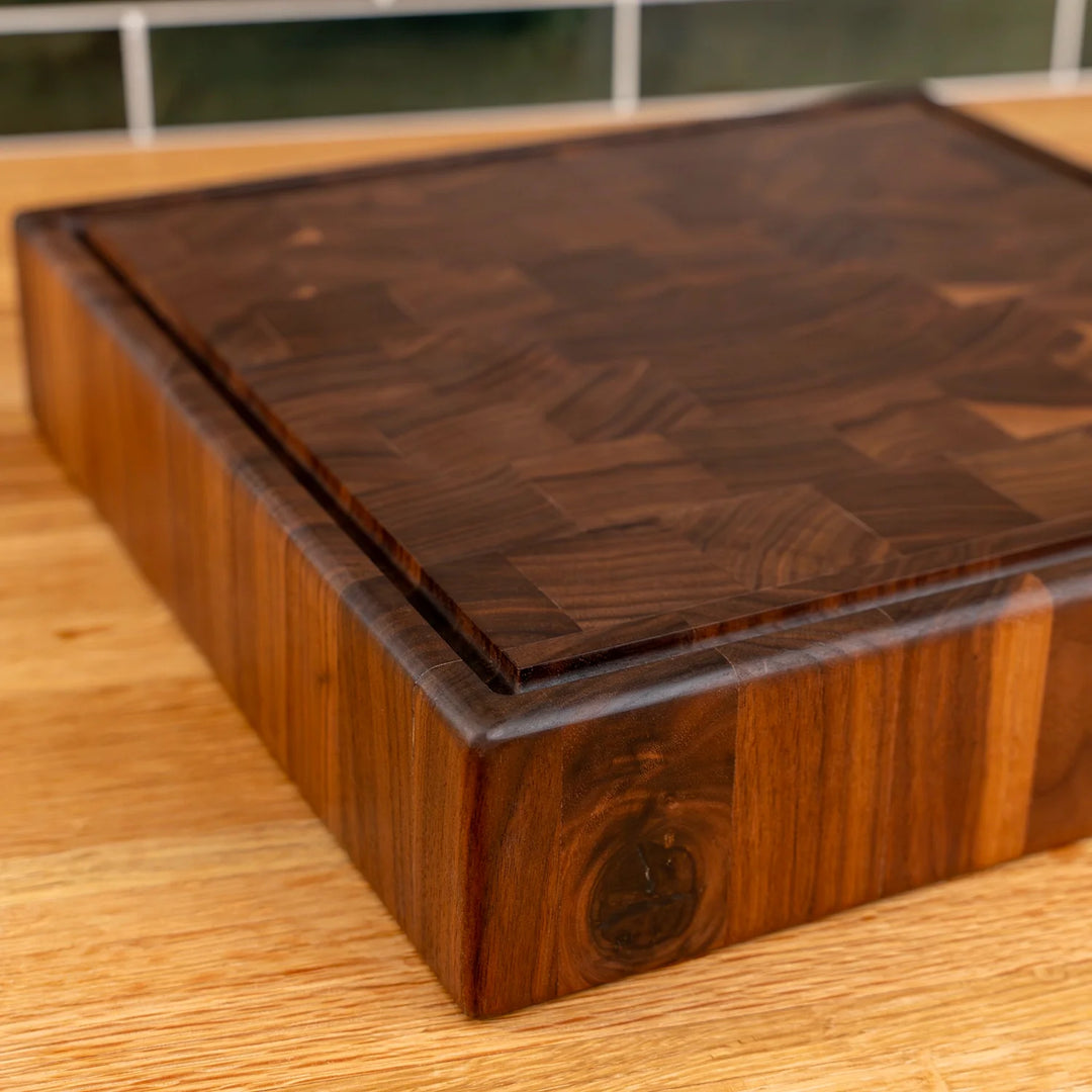 Walnut End Grain Square Butcher Block with Juice Groove