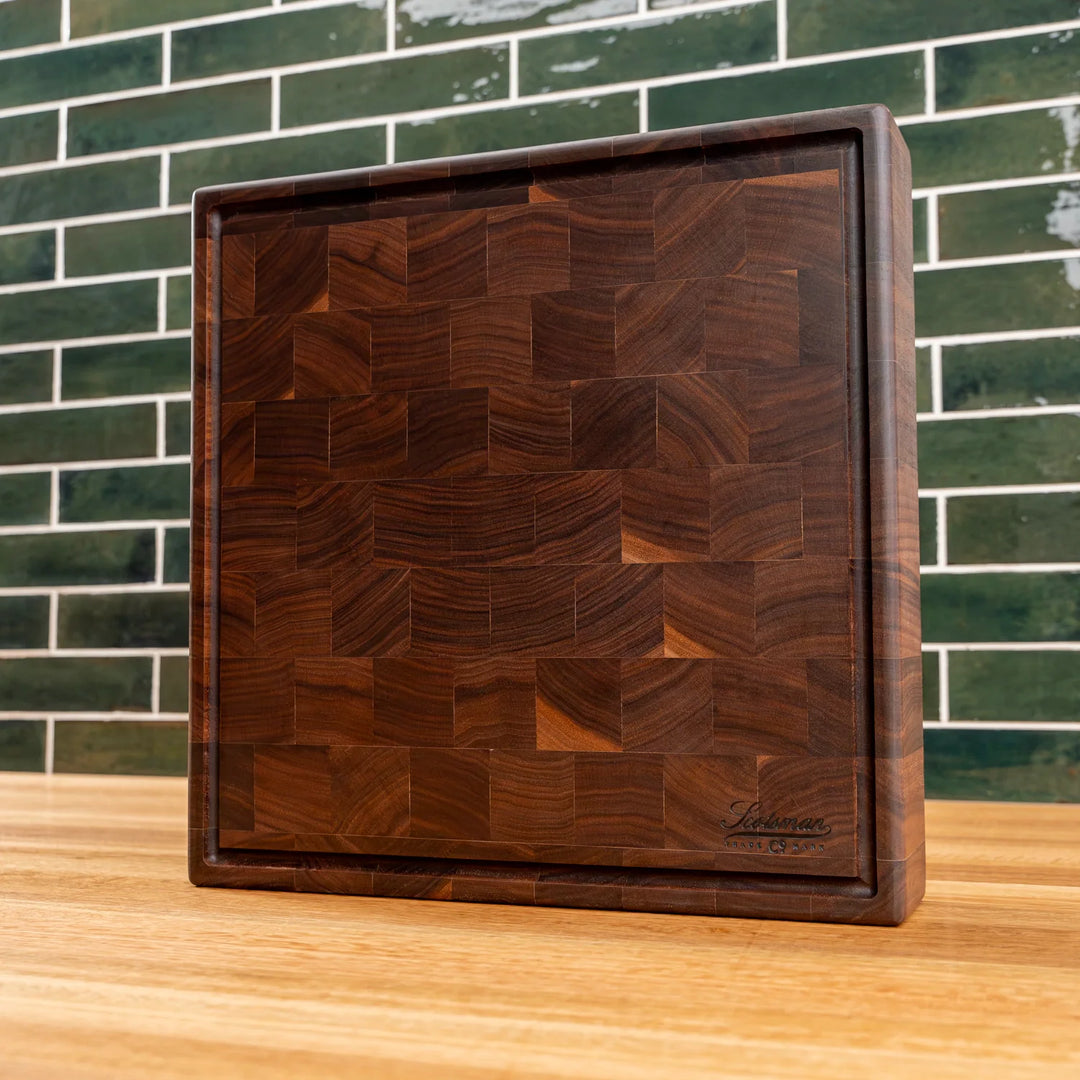 Walnut End Grain Square Butcher Block with Juice Groove