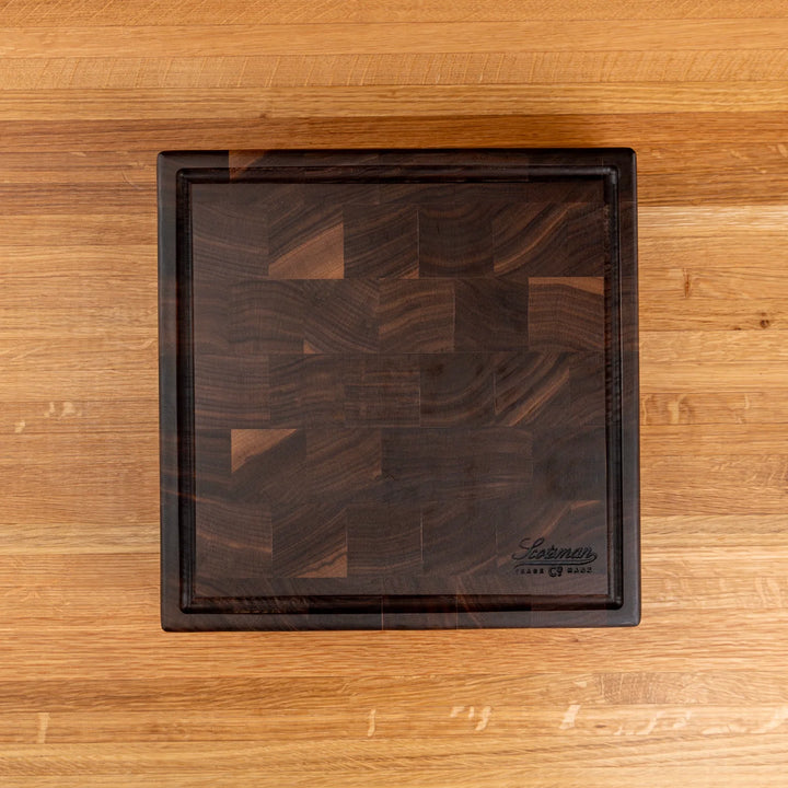 Walnut End Grain Square Butcher Block with Juice Groove