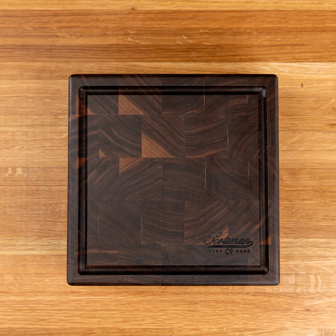 Walnut End Grain Square Butcher Block with Juice Groove