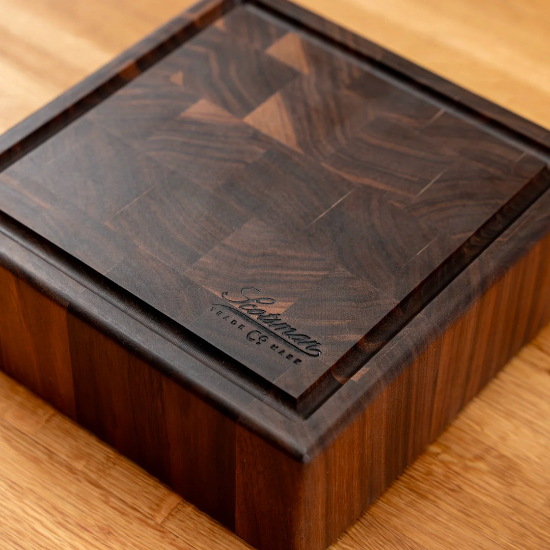 Walnut End Grain Square Butcher Block with Juice Groove