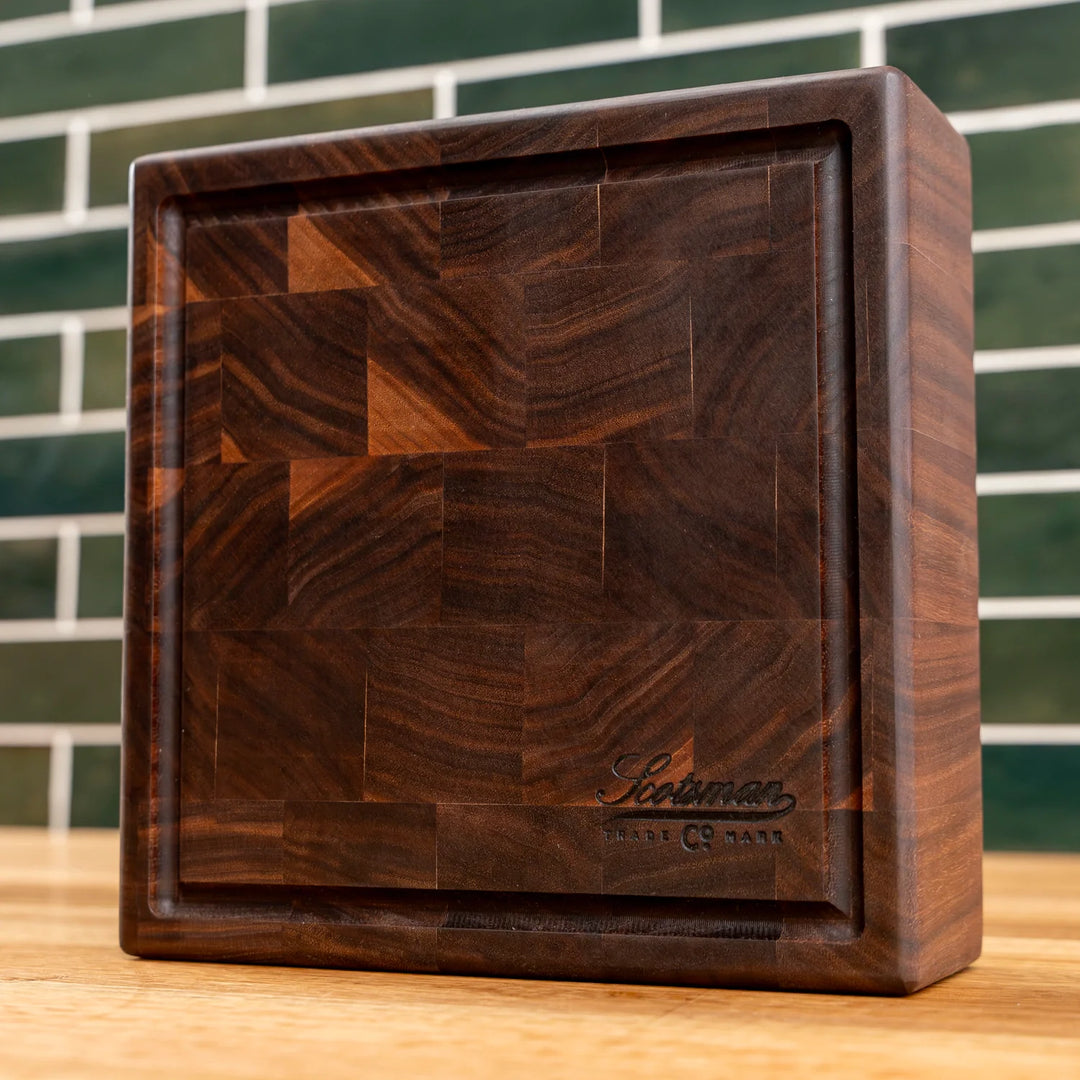 Walnut End Grain Square Butcher Block with Juice Groove